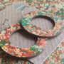 Reversible Circle Recycled Paper Earrings - Brown & Green / Speckle