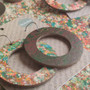 Reversible Circle Recycled Paper Earrings - Brown & Green / Speckle