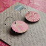 Reversible Circle Recycled Paper Earrings - Pink / Green & Gold