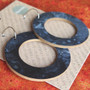 Reversible Circle Recycled Paper Earrings - Orange & Gold / Navy