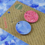 Reversible Circle Recycled Paper Earrings - Rose Speckle / Blue & White