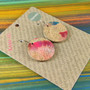 Reversible Circle Recycled Paper Earrings - Plum, Grey & Blue / Multicolour Stripes