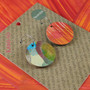 Reversible Circle Recycled Paper Earrings - Orange Swipe / Blue, Green, Plum & Gold
