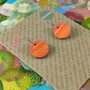 Reversible Circle Recycled Paper Earrings - Orange Swipe / Blue, Green, Plum & Gold