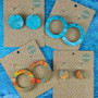 Reversible Circle Recycled Paper Earrings - Turquoise / Gold Multicolour
