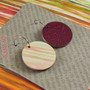 Reversible Circle Recycled Paper Earrings - Wine Crackle / Multicolour Stripes