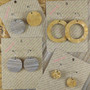 Reversible Circle Recycled Paper Earrings - Grey & Gold / Latte