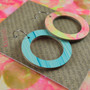 Reversible Circle Recycled Paper Earrings - Yellow & Pink Multicolour / Blue Stripes