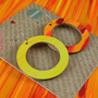 Reversible Circle Recycled Paper Earrings - Orange Swipe / Yellow Stripe