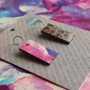 Reversible Rectangle Recycled Paper Earrings - Purple & Blue / Brown & Gold