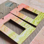 Reversible Rectangle Recycled Paper Earrings - Pale Pink & Green / Pale Blue