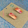 Reversible Rectangle Recycled Paper Earrings - Blue Silver Speckle / Pink & Earthy Multicolour