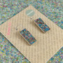 Reversible Rectangle Recycled Paper Earrings - Dark Speckle / Lilac