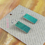 Reversible Rectangle Recycled Paper Earrings - Green Swipe / Gold
