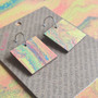 Reversible Square Recycled Paper Earrings - Purple / Yellow & Blue Multicolour