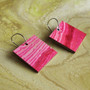 Reversible Square Recycled Paper Earrings - Red & Pink / Gold