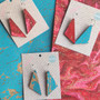 Reversible Triangle Recycled Paper Earrings - Turquoise & Gold / Dark Red