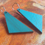 Reversible Triangle Recycled Paper Earrings - Orange / Blue