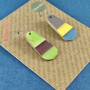 Reverse-A-Tile Fan Triangle Recycled Paper Earrings - Green & Brown / Grey, Yellow & Blue