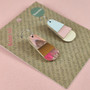 Reverse-A-Tile Fan Triangle Recycled Paper Earrings - Earthy Mix & Brown / Pale Blue, Blush & Cream