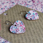 Mini Recycled Paper Earrings - Cream, Pink & Blue Speckle