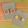 Mini Recycled Paper Earrings - Orange Multicolour Stripe