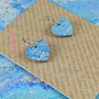 Mini Recycled Paper Earrings - Ocean Blues Crackle