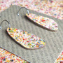 Oval Recycled Paper Earrings - Cream Speckle