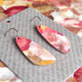 Oval Recycled Paper Earrings - Red, White & Brown