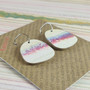 Square Recycled Paper Earrings - White & Coloured Stripes