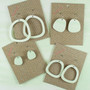 Square Recycled Paper Earrings - Mint & White Stripes