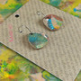 Square Recycled Paper Earrings - Muted Multicolour