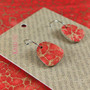 Square Recycled Paper Earrings - Red & Gold Crackle