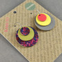 Reverse-A-Tile Expanding Circle Recycled Paper Earrings - Purple Speckle & Green Gold / Red, Yellow & Grey