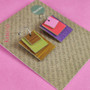 Reverse-A-Tile Expanding Rectangle Recycled Paper Earrings - Brown Stripe & Green / Pink, Red & Purple
