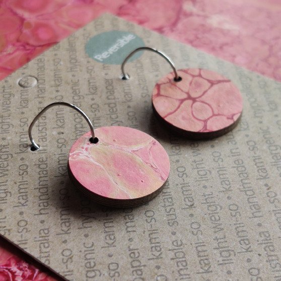 Reversible Christmas Tree Recycled Paper Earrings - Pink & Silver / Blue &  Gold - Kami-so
