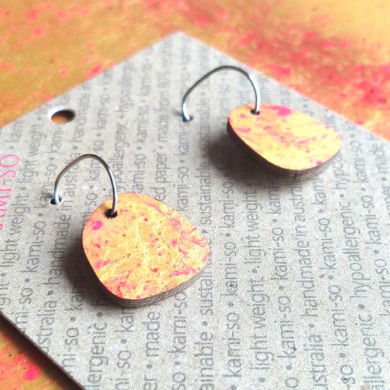 Square Recycled Paper Earrings - Multicolour II - Kami-so