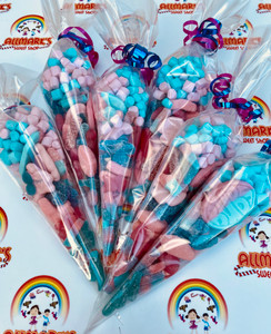 Sweet Cones filled with Blue & Pink Sweets NEW...