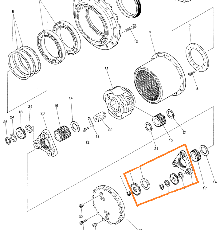 2413N557F1 - Planetary / Holder for Kobelco K907D, K907DLC, MD180LC Excavators