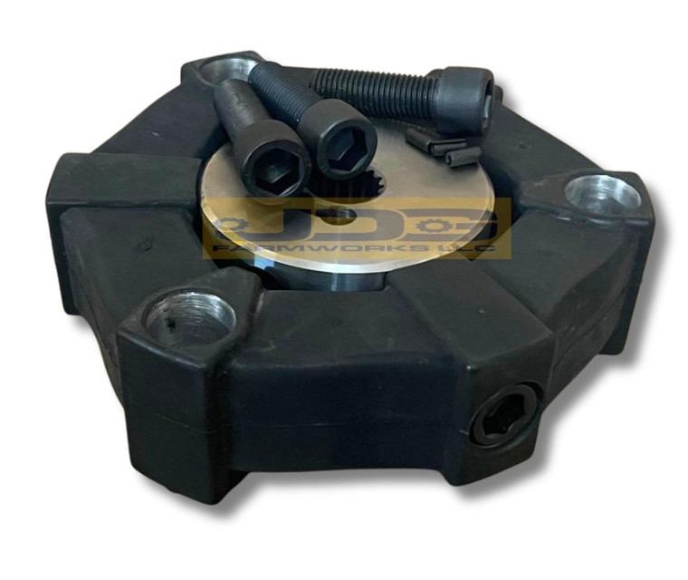 Pre-assembled pump coupling for Kobelco SK80CS excavator, OEM replacement hydraulic pump drive coupling (Part #24100U341F1, LF30P01001F1), engine-to-pump connector, heavy-duty design for efficient power transmission and reduced vibration.