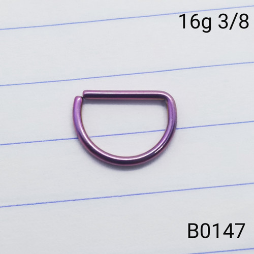 16g Purple Bend Hoop Septum D- Ring 3/8