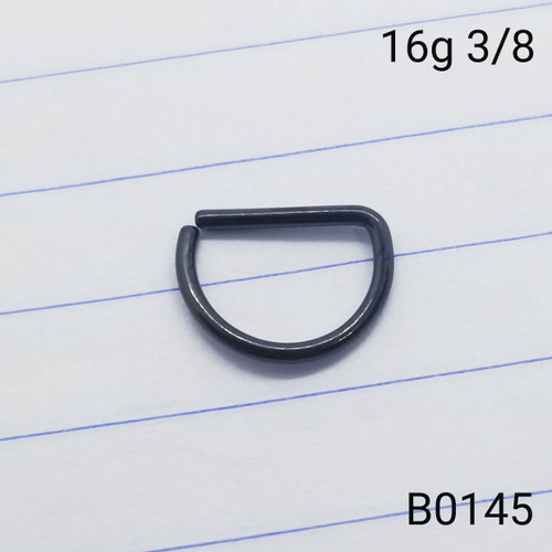 16g Black Bend Hoop Septum D- Ring 3/8