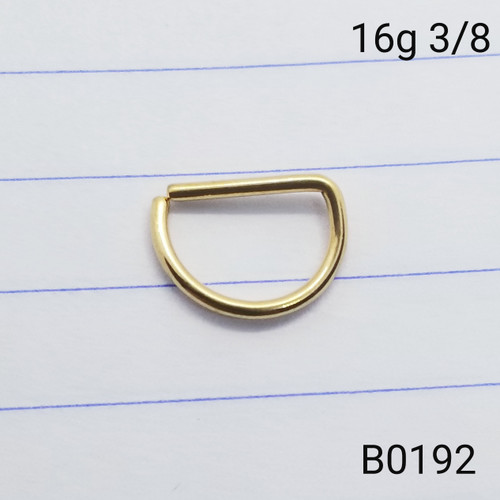 16g Rose Gold Bend Hoop Septum D- Ring 3/8