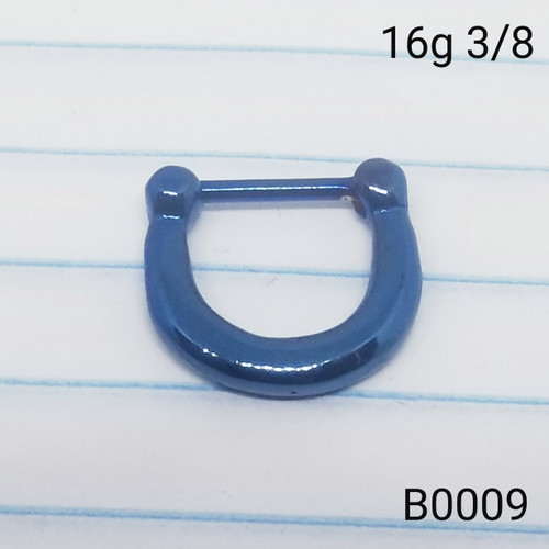 16g Blue Hinged Hoop Septum Clicker Ring