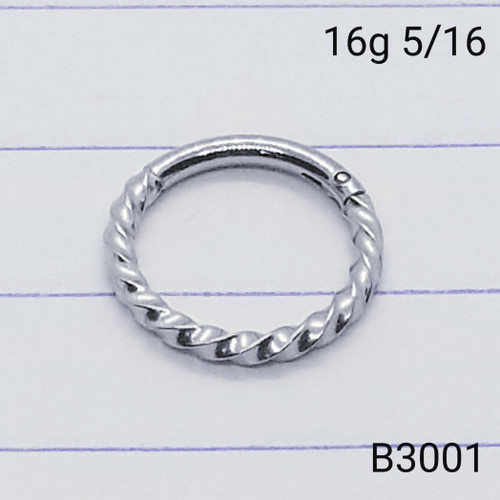 16g Silver Twisted Hinged Hoop Seamless Ring