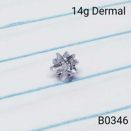 14g Silver CZ Star Dermal Implant Top 4mm