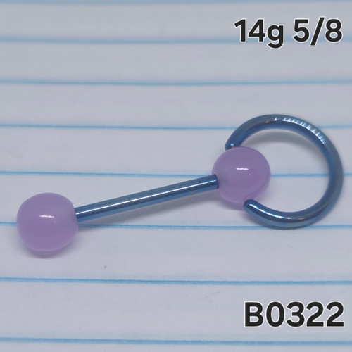 14g Blue Knocker 5/8 Barbell Tongue Ring B0322