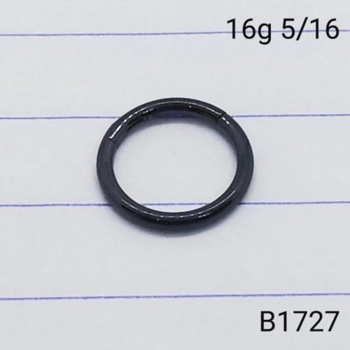 16g Black 5/16 Hinged Hoop Seamless Ring