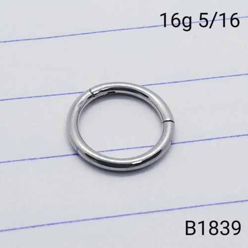 16g Silver Stainless 5/16 Hinged Hoop Seamless Ring B1839
