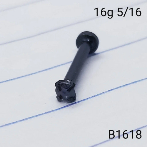 16g Black  2mm Vitrail AB CZ Micro Labret Ring